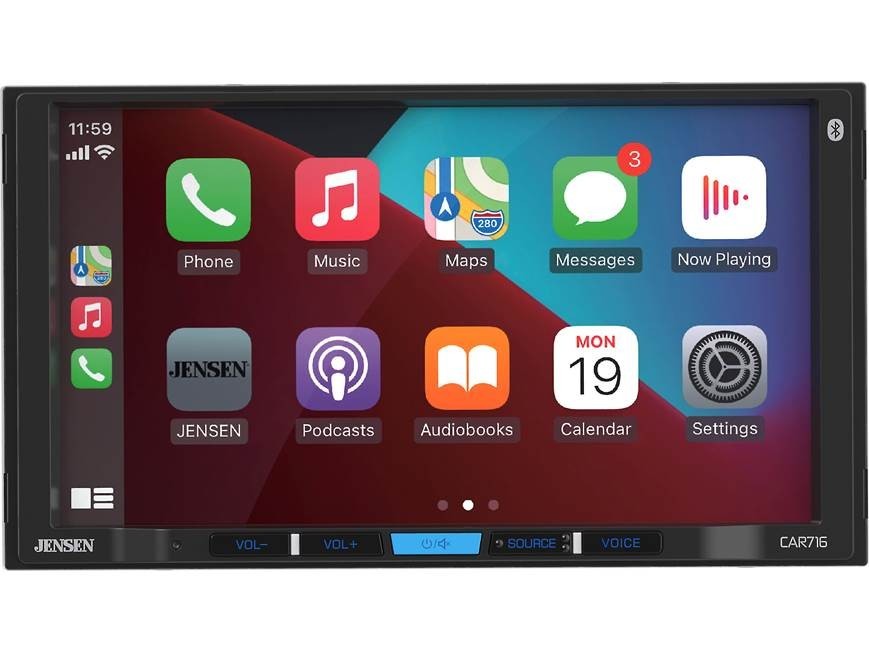 NEW Jensen CAR716 2-DIN Digital Media Car Stereo, 7″ Screen CarPlay+Android Auto