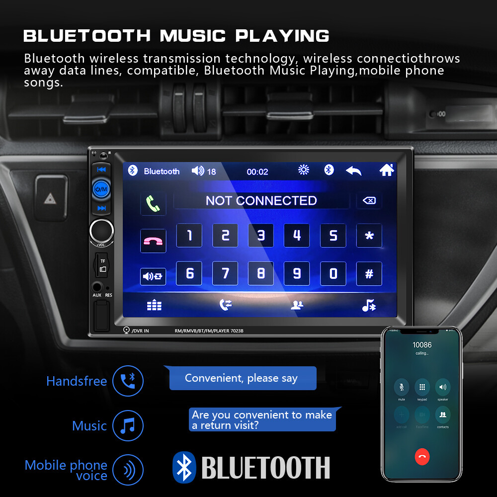 7″ Double 2 DIN Car Radio Stereo Bluetooth FM USB TF AUX IOS/Android MP5 Player