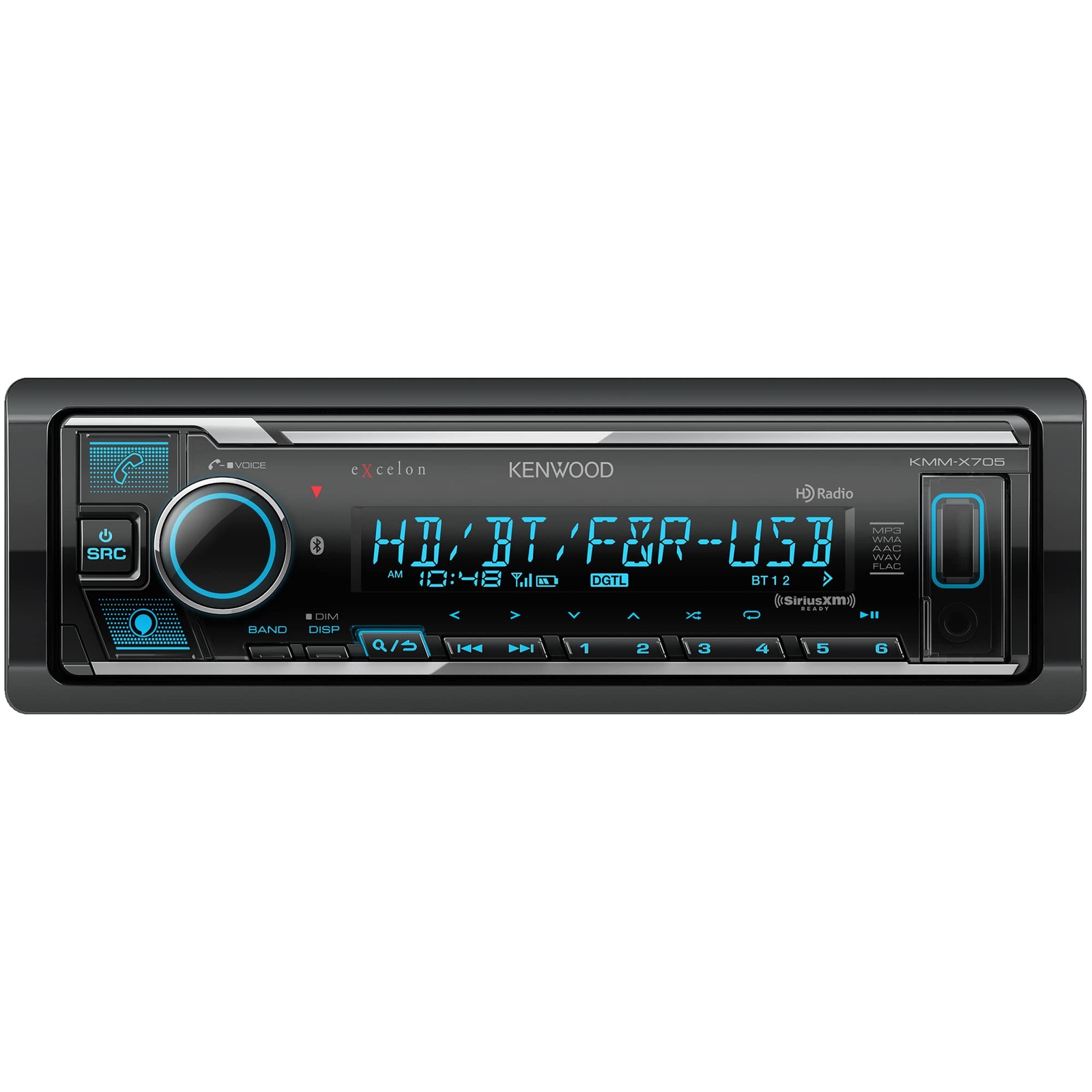 Kenwood KMM-X705 AM FM HD BT Dual USB Digital Car Stereo, Alexa Compatible