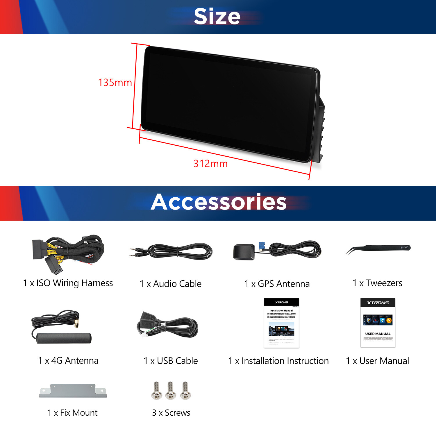 12.3″ IPS Android 13 4G WIFI Car GPS Stereo CarPlay WiFi For BMW 5er E60 E61 CCC
