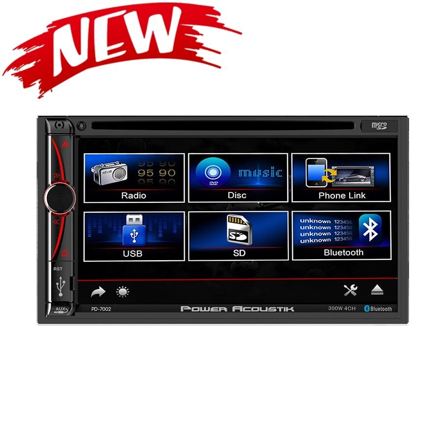 Power Acoustik PD-7002 2-DIN DVD Bluetooth Multimedia Receiver w/ 7″ Touchscreen