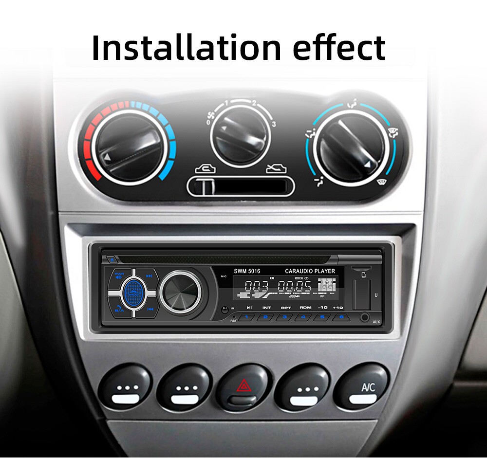 Single 1 Din Car Stereo Radio FM/AM Bluetooth Head Unit DVD CD Player In-Dash