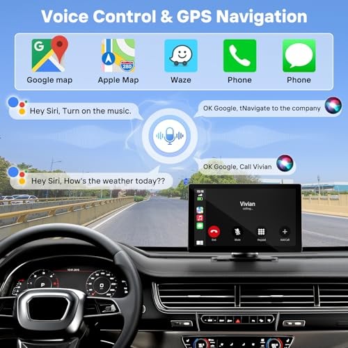 9″ Wireless Apple Carplay Screen for Car with 4K Dash Cam, Portable 9inches