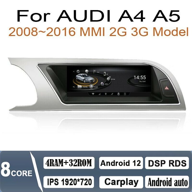 8.8″ Android Navigation Car Gps Stereo Radio Wifi Carplay For Audi A4 S4 A5 Mmi