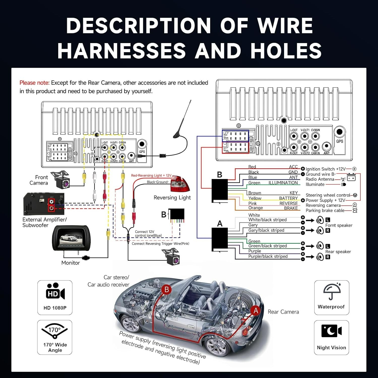 High-Power 7-Inch Car Radio Receiver with Bluetooth & Mirror Link Functionality