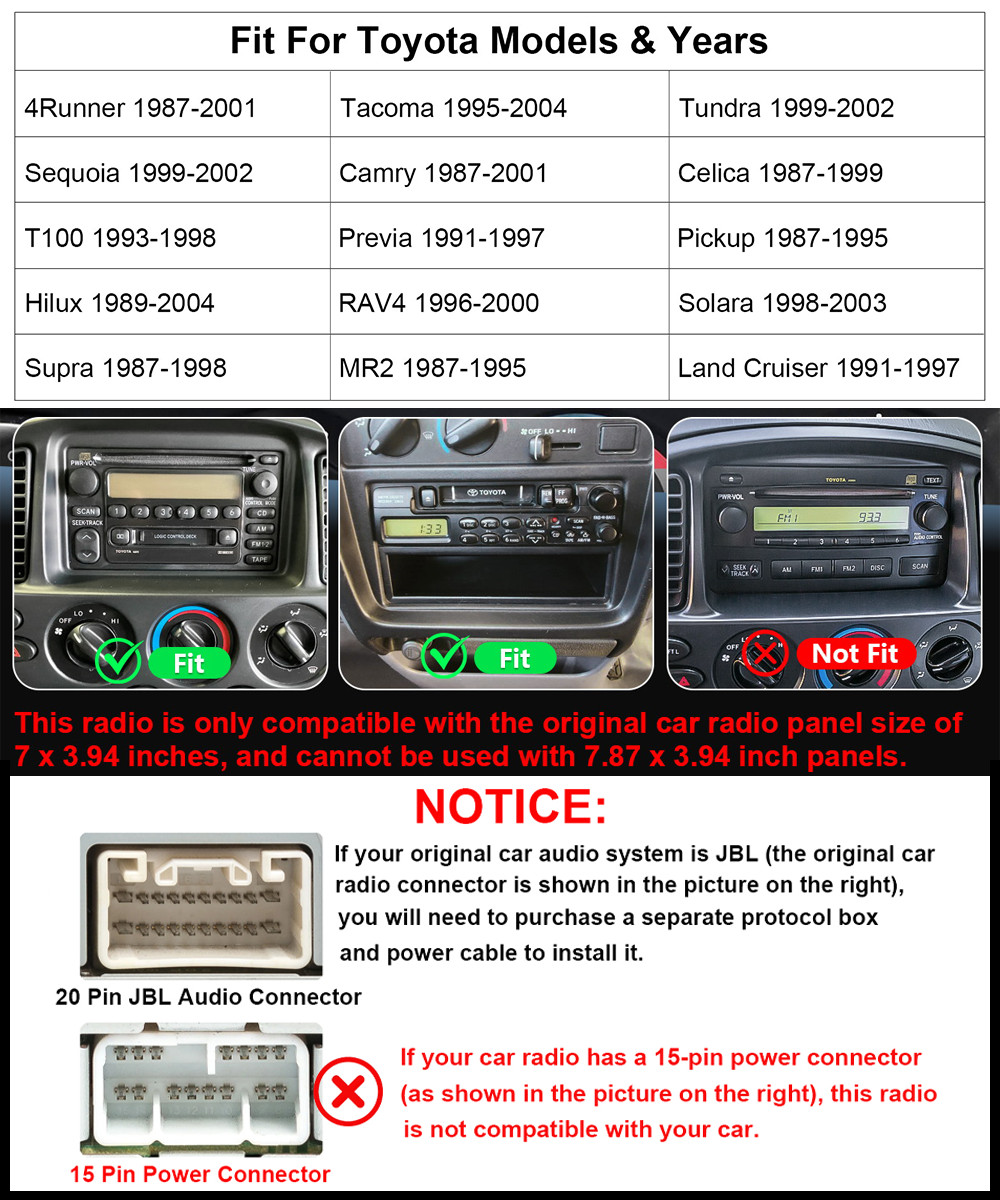 for TOYOTA SOLARA 1999–2003 Apple Carplay Car Stereo Radio Android auto Navi GPS