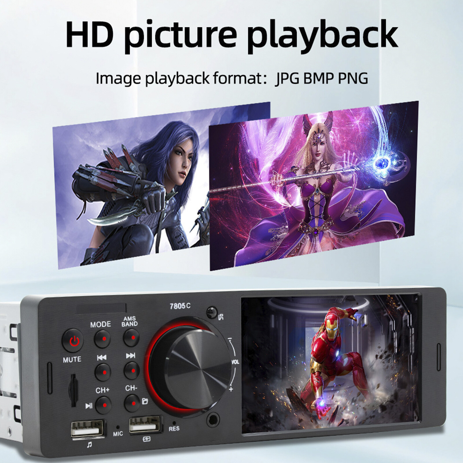 MP5 Car Player 1 Din 4.1 Inch Touch Screen Car Stereo Bluetooth w/ Backup Camera