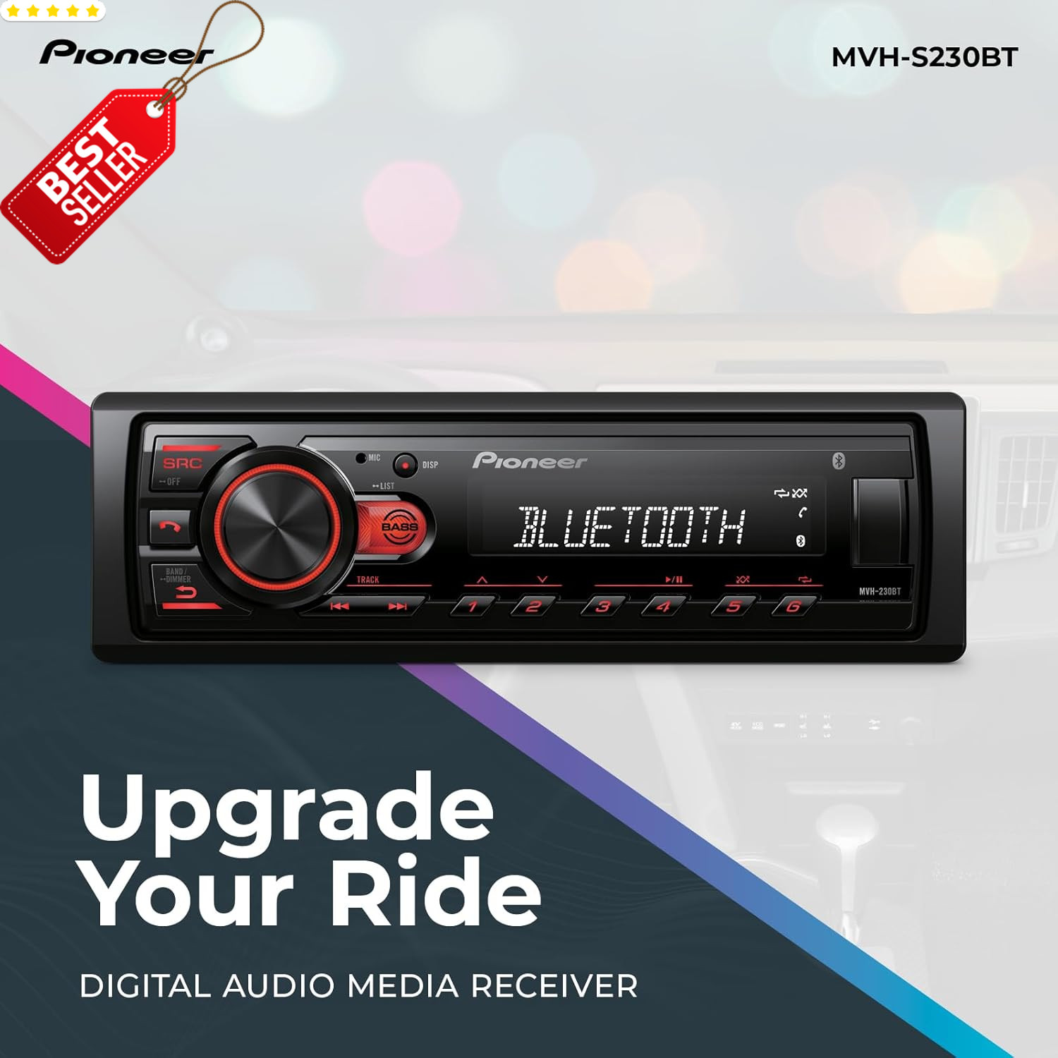 MVH S230BT 1 Din Digital Media Receiver Bluetooth USB AM FM Radio 50Wx4 US