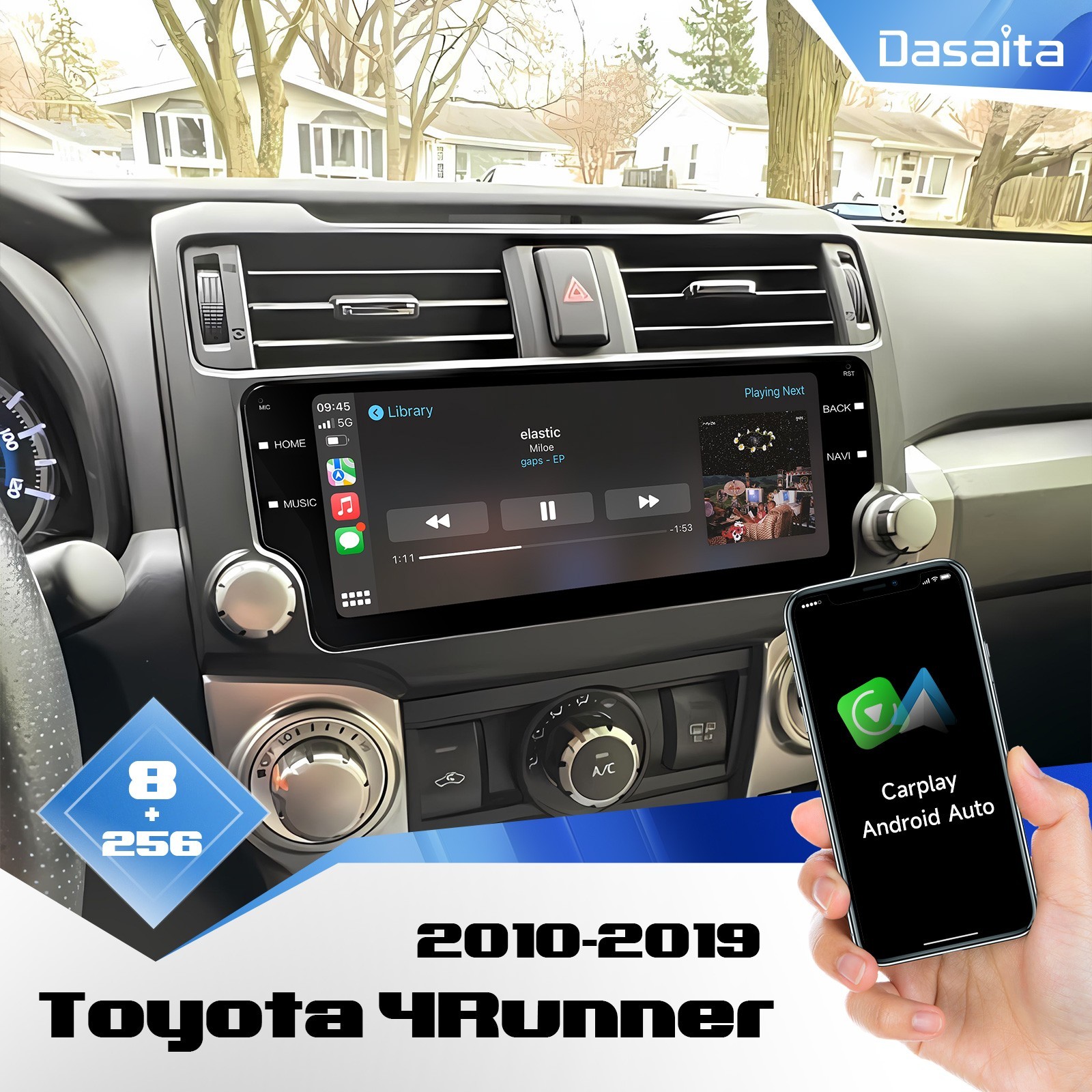 Dasaita 10.2″ Apple CarPlay Android 13 Car Radio for Toyota 4Runner 2010-2019 BT