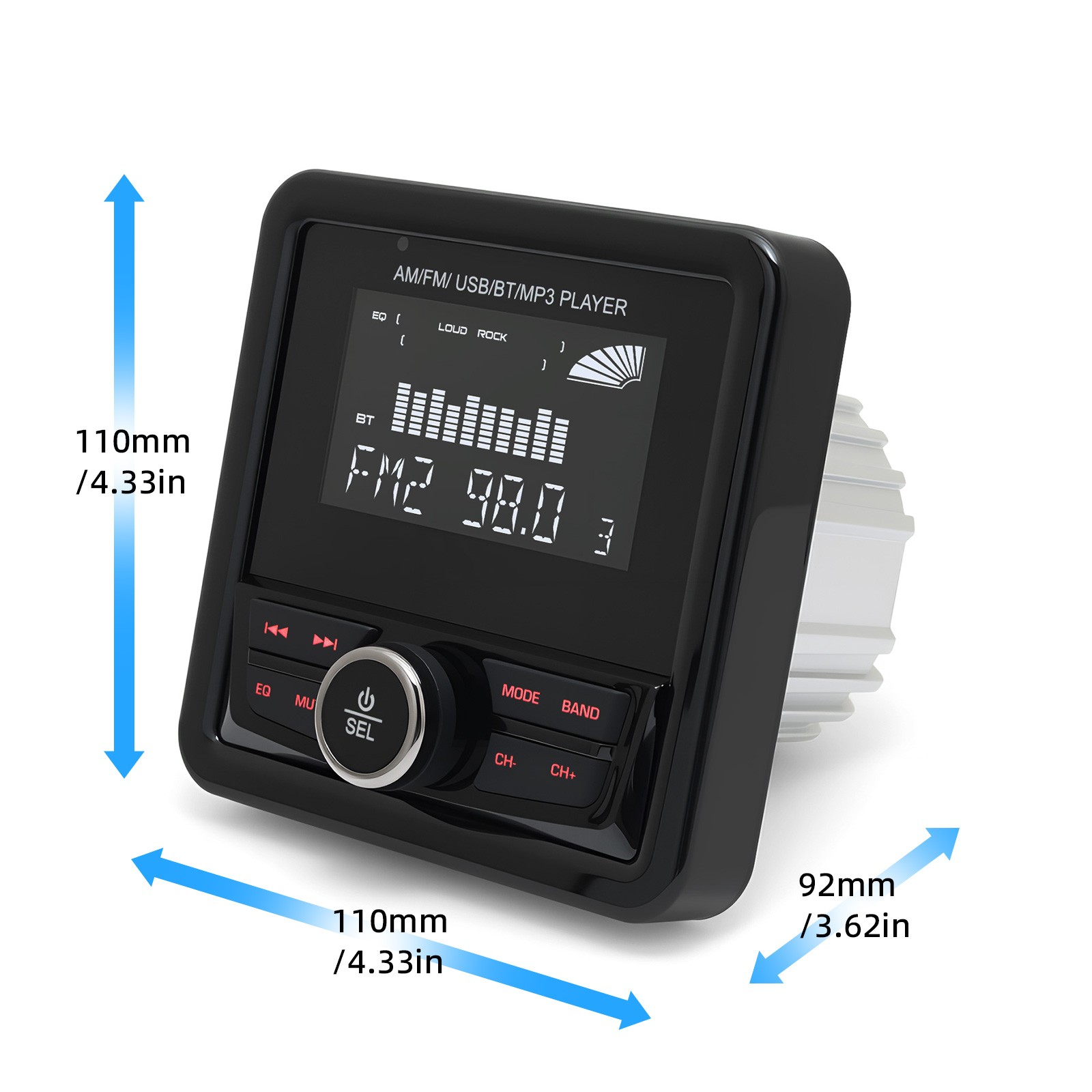 Marine Digital Media Receiver Bluetooth Waterproof LCD Display Boat Radio System