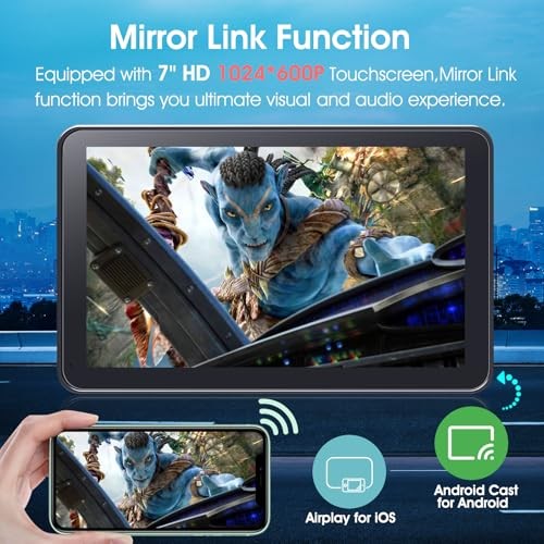 Wireless CarPlay Screen for Car, 7″ HD Portable Stereo Touchscreen with CAS02