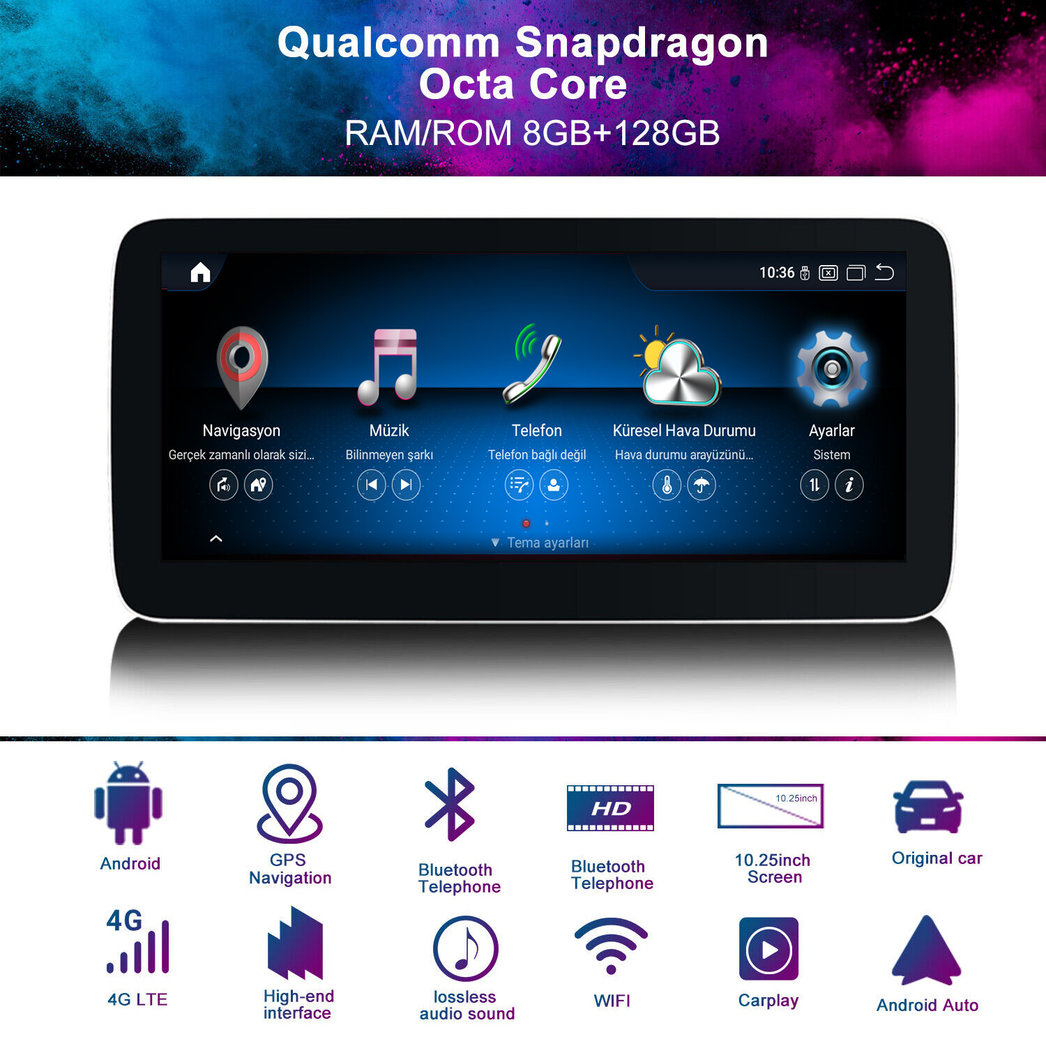 10.25inch Android13 Screen CarPlay Mercedes Benz G CLASS G63 8+128G NTG4.5