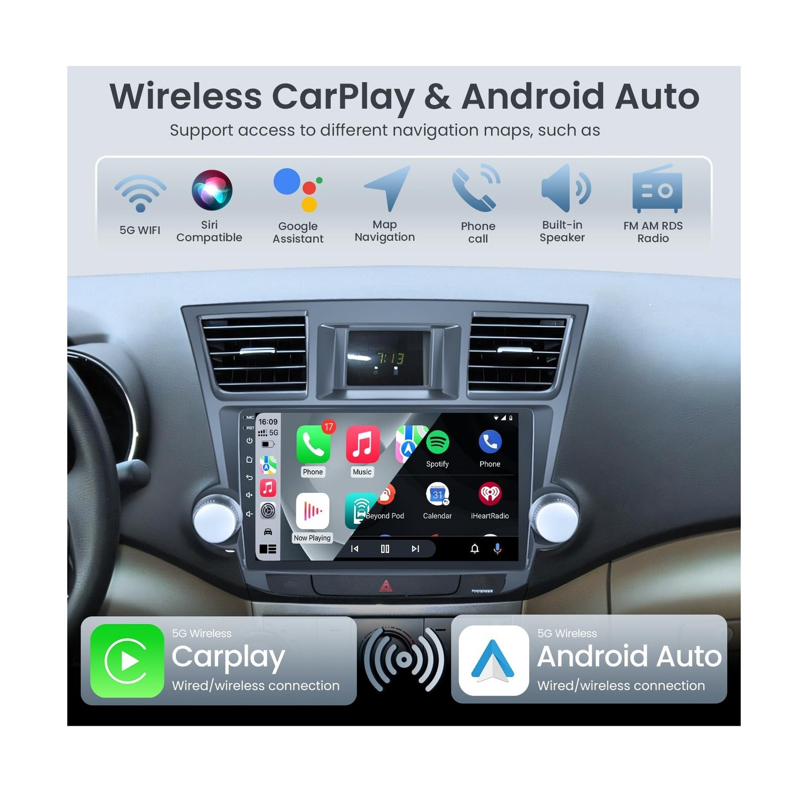 4G+64G for Toyota Highlander Radio (2008-2013): Car Stereo Replacement with W…
