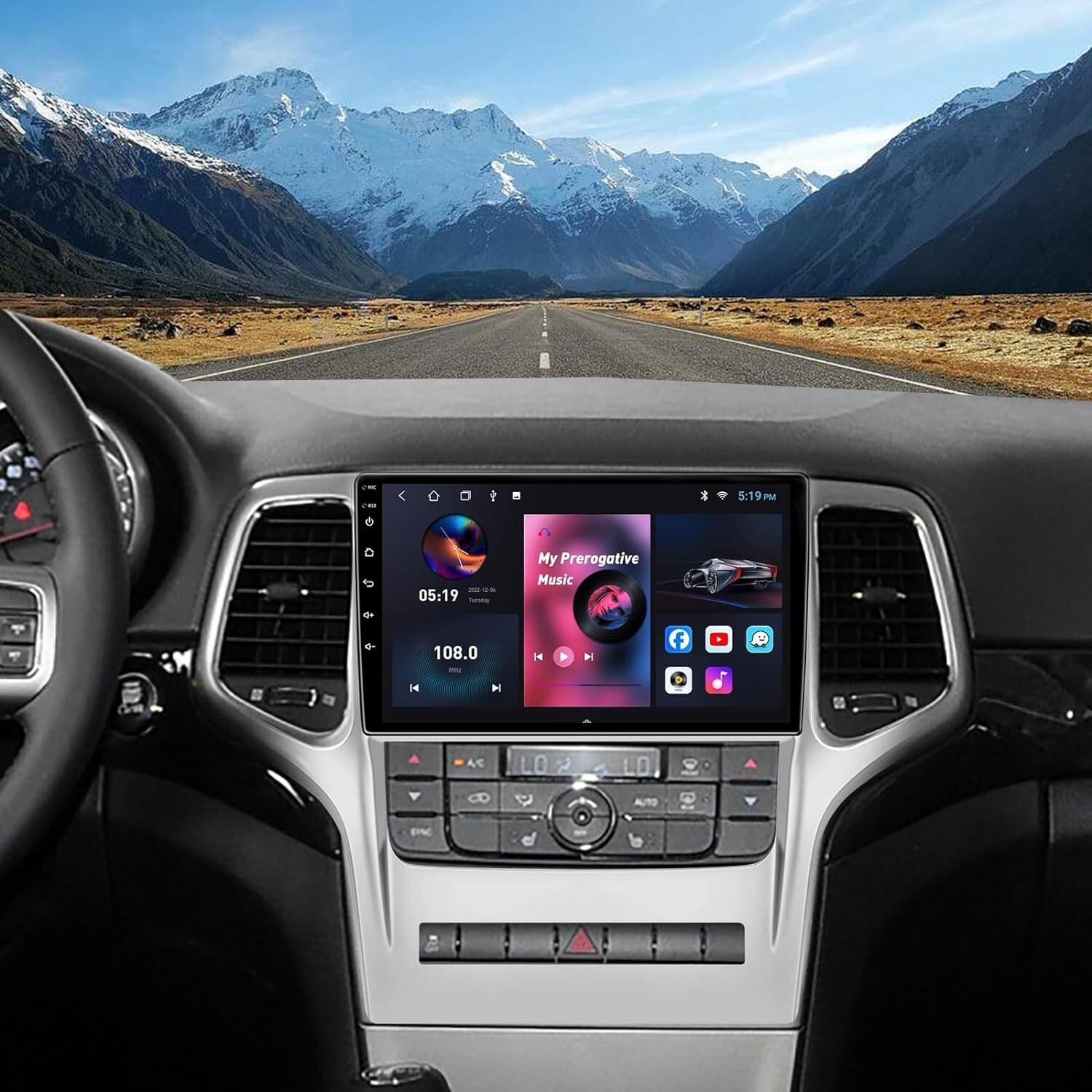 10.1” Car Stereo Radio GPS Android 13 Carplay for Jeep Grand Cherokee 2011-2013