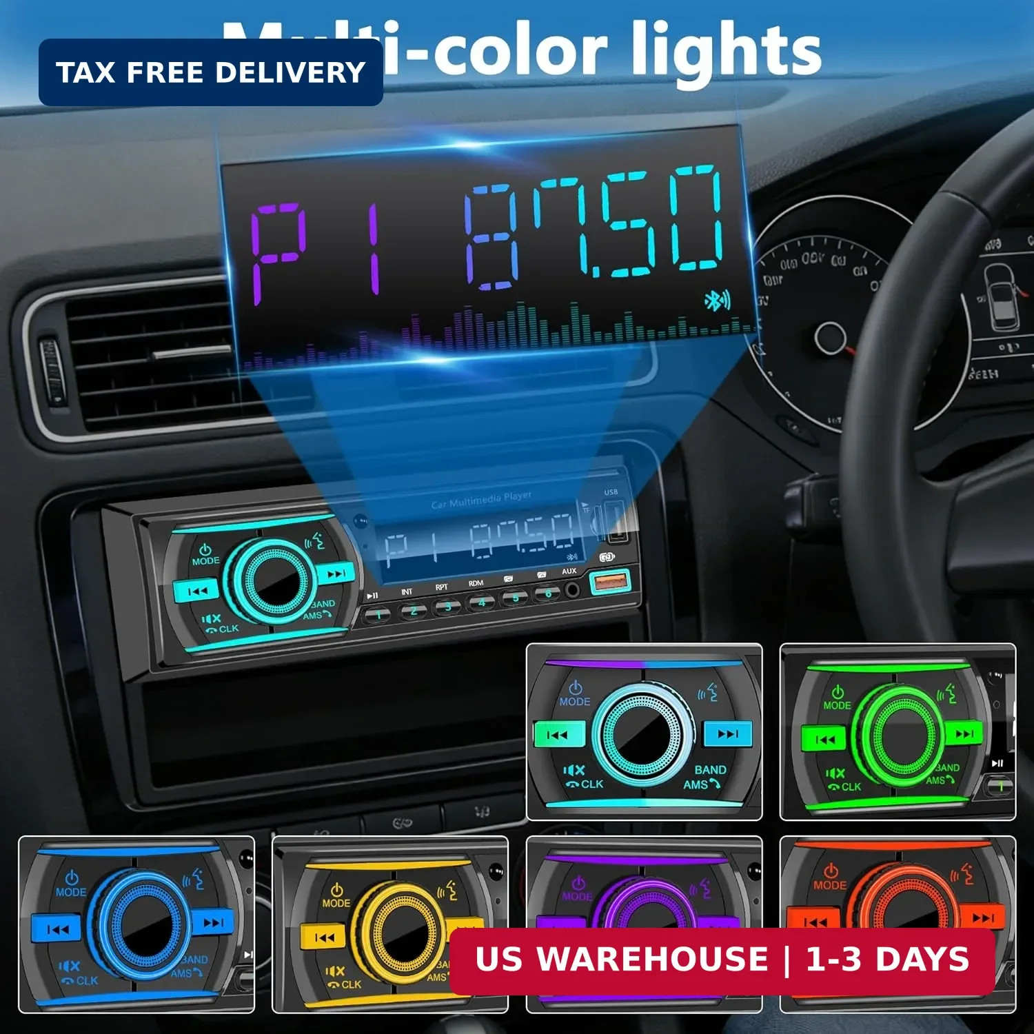 Single Din Radio Car Stereo Bluetooth,Radio Head Unit with FM/Dual USB/AUX/TF/EQ