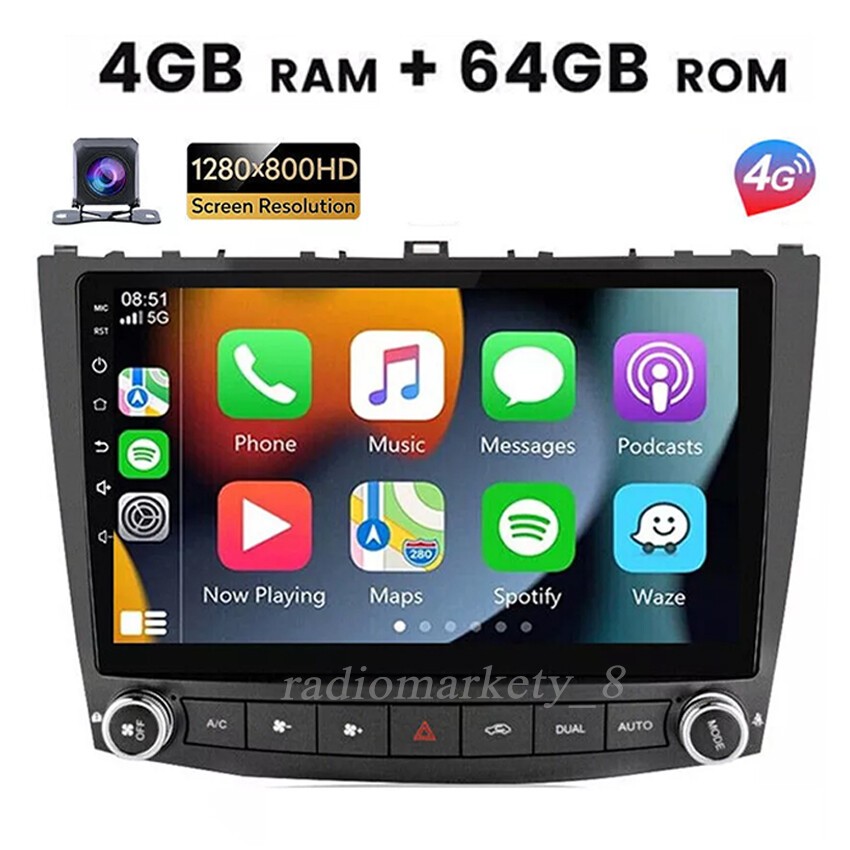 Carplay Radio For 2006-2012 Lexus GPS Navi Backup Cam EQ Cam