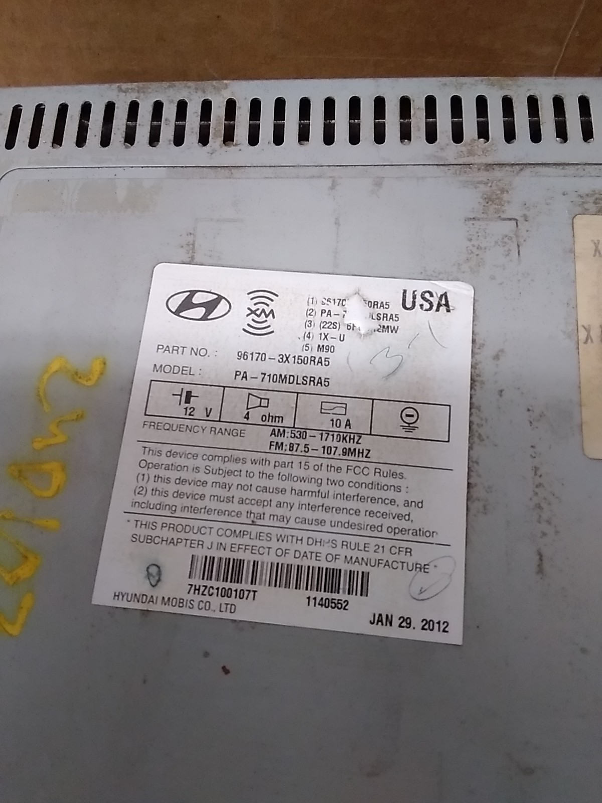 2012 2013 HYUNDAI ELANTRA 4 DOOR USED RADIO AM FM CD MP3 98170-3X150