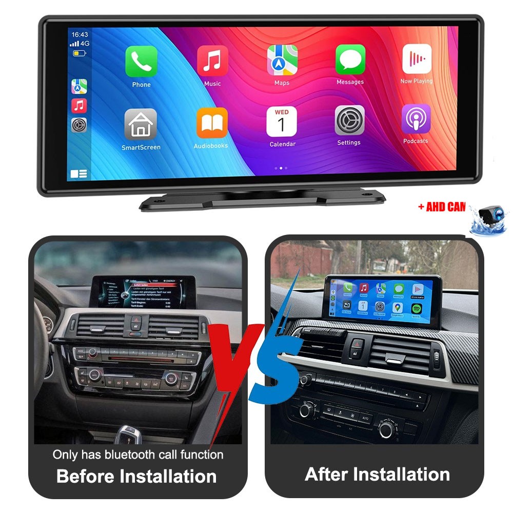 Portable Carplay Screen for Car 10.26″ Wireless Carplay Car Stereo Android Auto