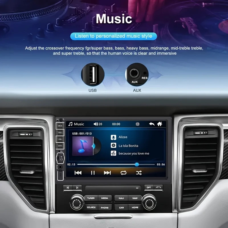 2Din car radio car stereo 7″ touch screen MP5 player FM mirror link player+