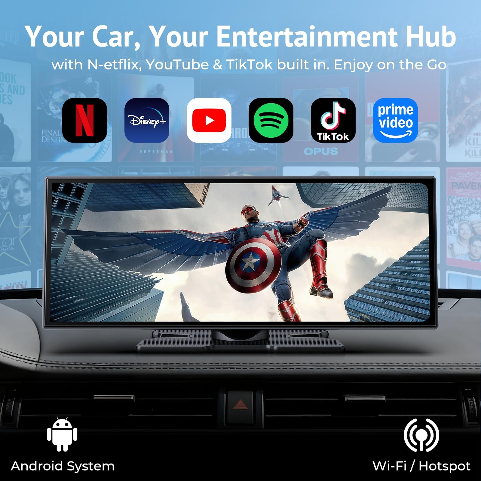 11.26″ CarPlay Screen for Car, Built-in N-etflix/YouTube/TikTok, Car Stereo f…