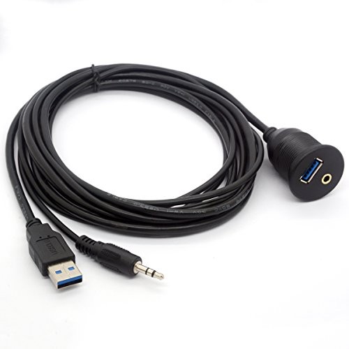 USB 3.0 Flush Mount Cable (2 Meter/6Ft) | USB 3.0 and 3.5mm 2 meter/6.6 Feet