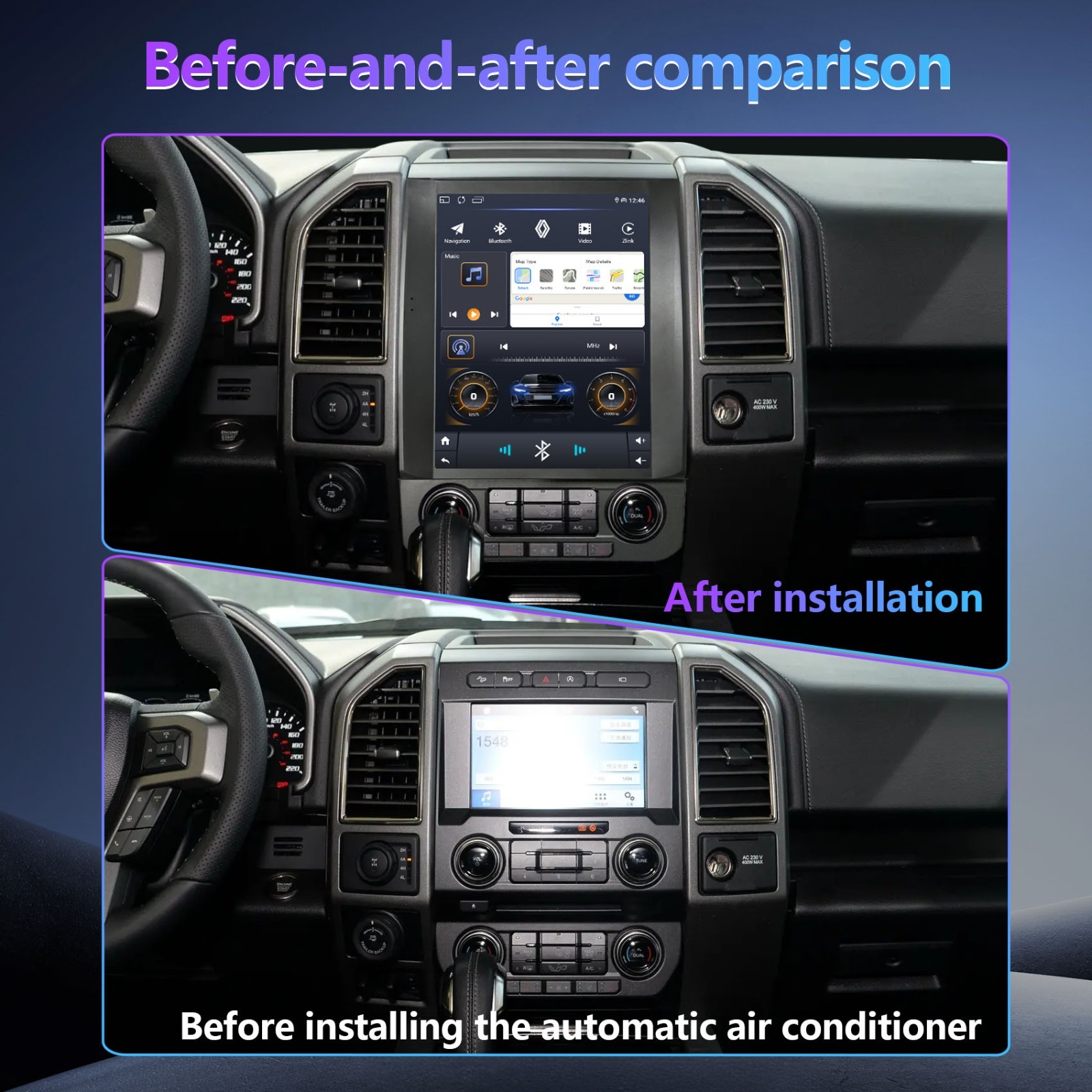 12.1″ Car Radio Stereo For Ford F150 2015-2021 Android 15 GPS Navi Tesla Style