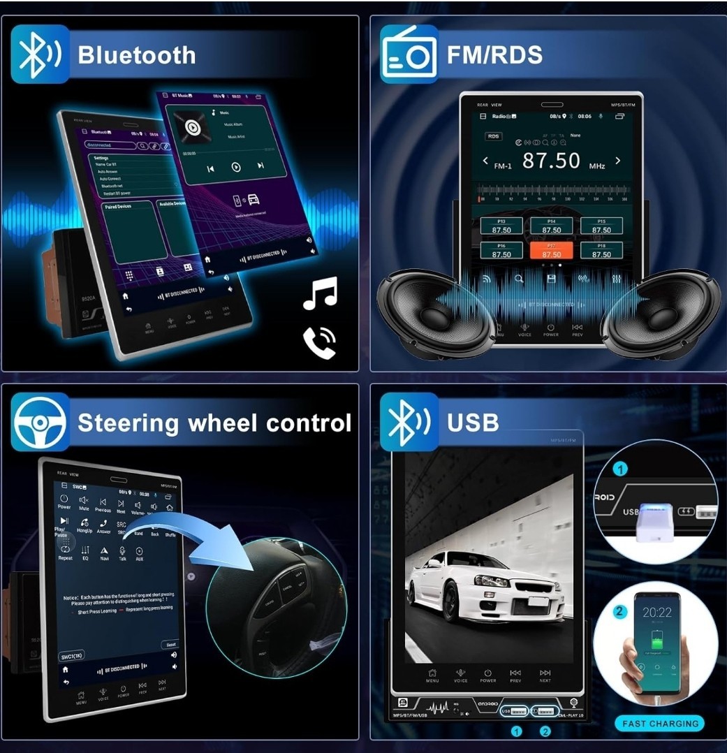 Double Din Car Stereo Android Car Radio Touchscreen with Bluetooth, Rimoody…