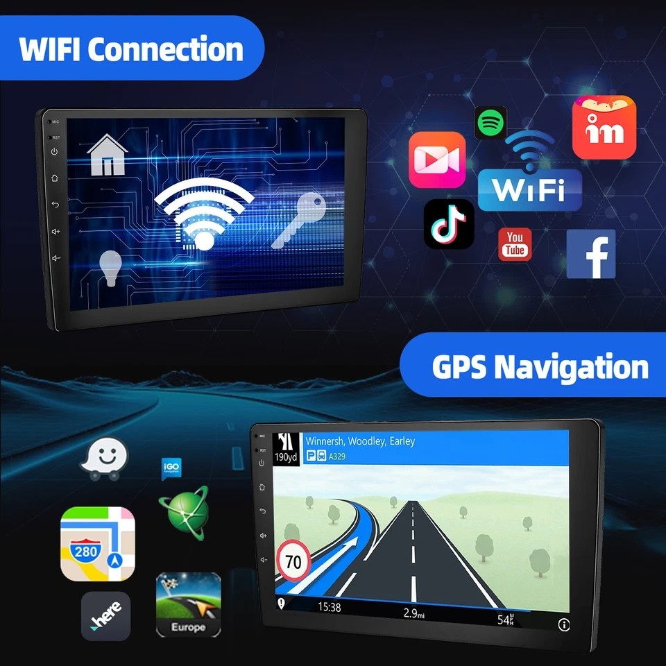 9″ Double 2 DIN Android14 Carplay Car Stereo Radio GPS BT IPS Touch Screen 4+64G
