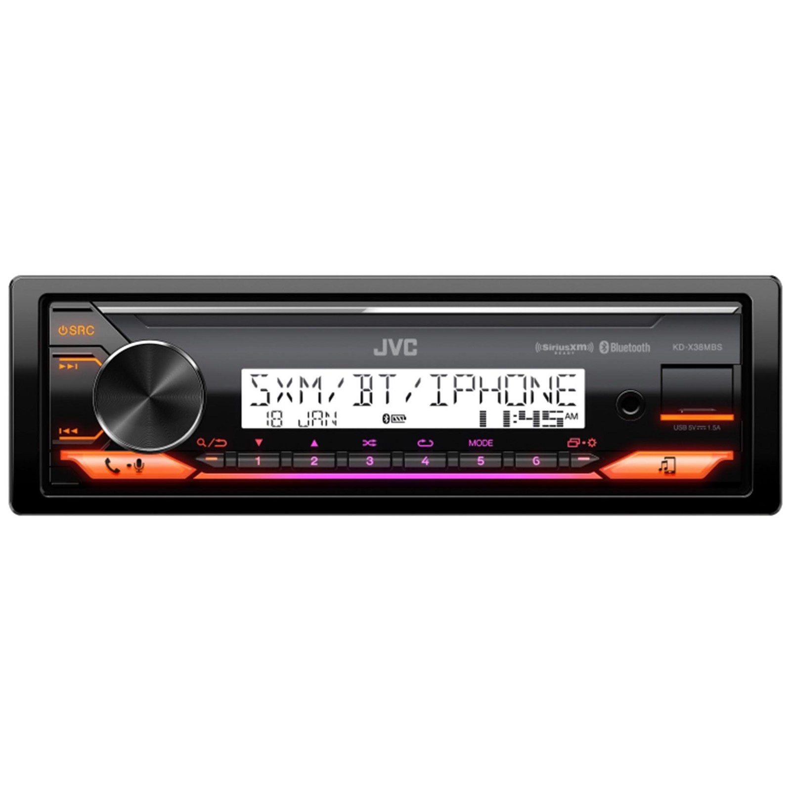 JVC KD-X38MBS Single DIN Mechless USB AUX Bluetooth Car Digital Media Stereo …