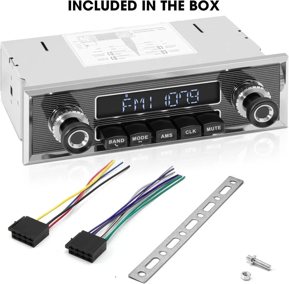 Retro Vintage Radio for Classic Vehicle – Single Din Bluetooth Car Stereo