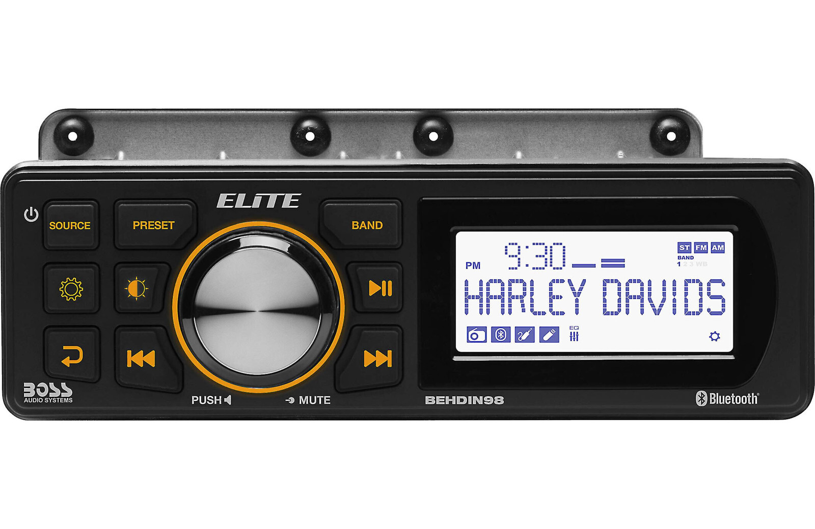 Boss Elite Direct Fit Harley 1998-2013 Bluetooth MP3 AM/FM Receiver 3″ BEHDIN98