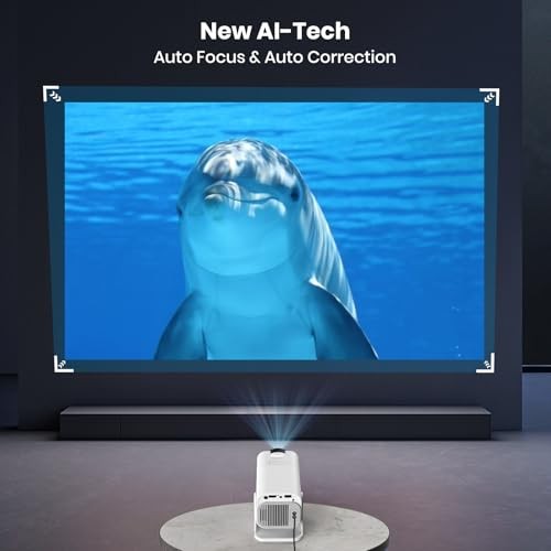 4K Smart Projector [Auto Screen Correction & 3D Audio WhaleTV (Black-and-white)