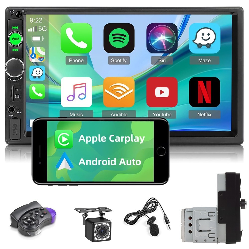 7″ Single 1Din Touch Screen Car Stereo Radio Android Apple Carplay GPS FM Player