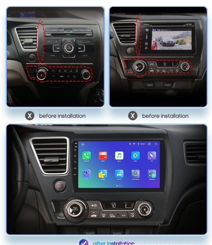 9″ Car Stereo Radio Android Carplay Navi Screen 128GB For 2013-2017 Honda CIVIC