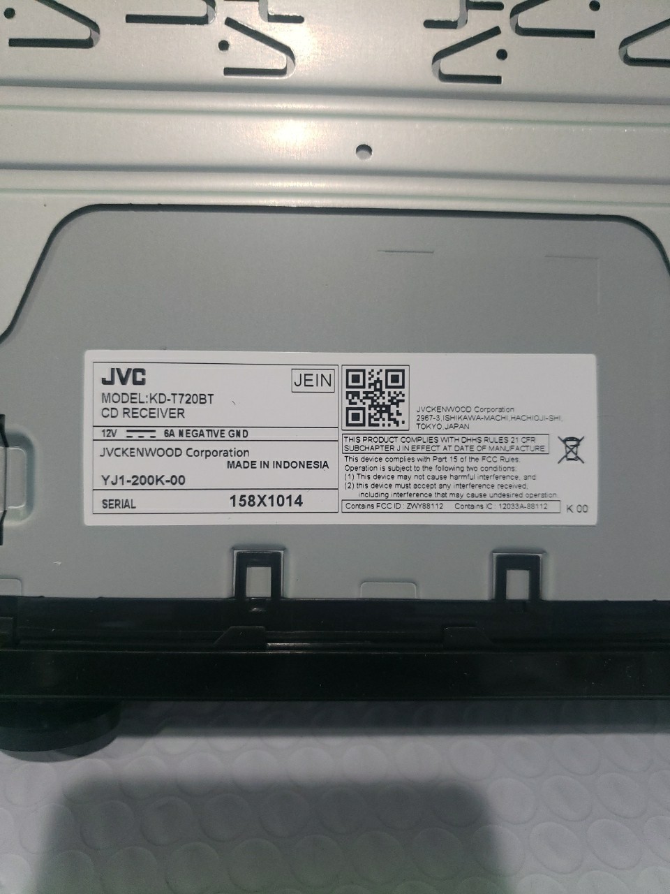 NEW JVC KD-T720BT 1-DIN, AM/FM/CD Car Audio Receiver w/ Bluetooth, USB Open Box
