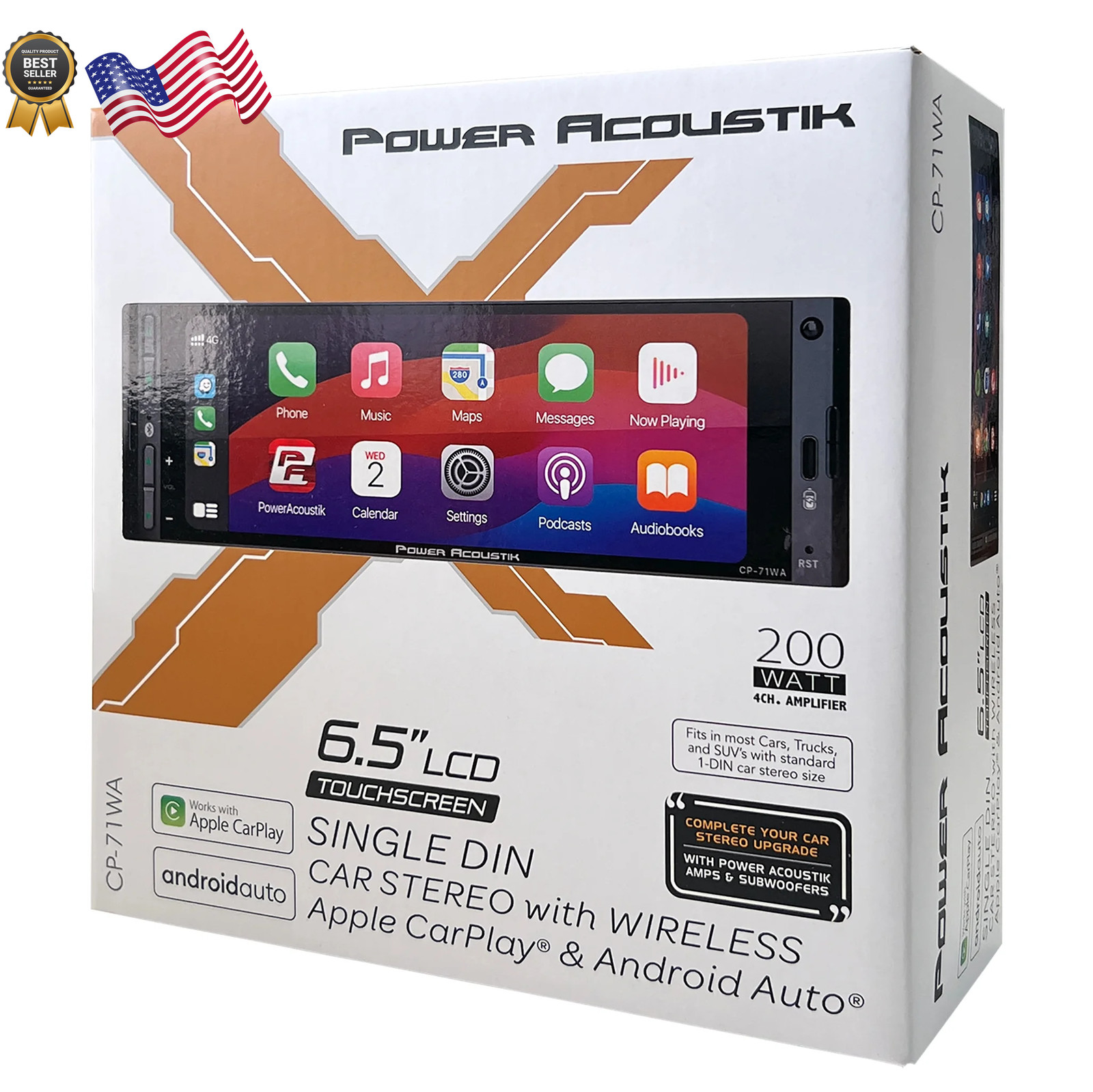 Power Acoustik CP-71WA Single DIN 6.5″ Color Touchscreen Car Stereo w/Bluetooth