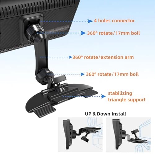 Extended Arm CD Slot Mount for CarPlay Screen Adjustable 360° Rotating