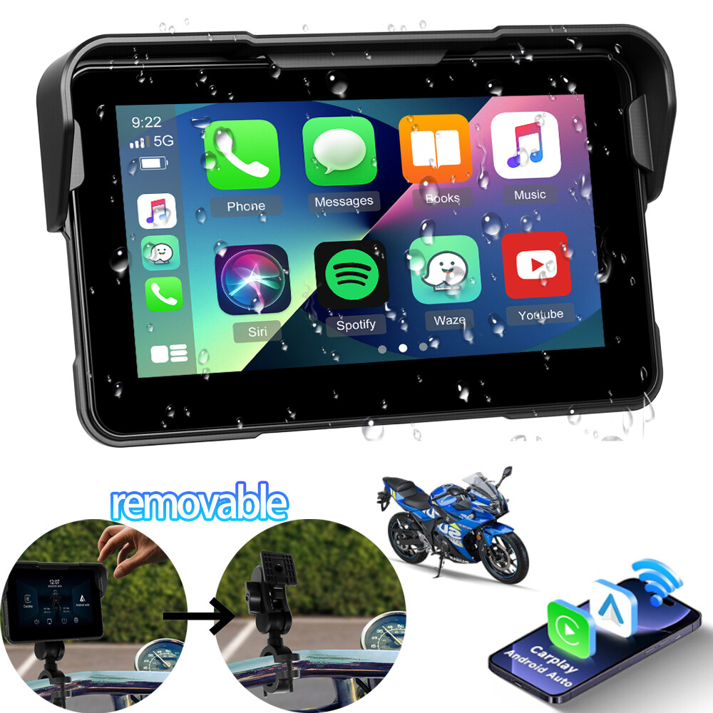Removable Wireless Carplay Waterproof IPS Touch Screen BT 5 inch For Motorcycle