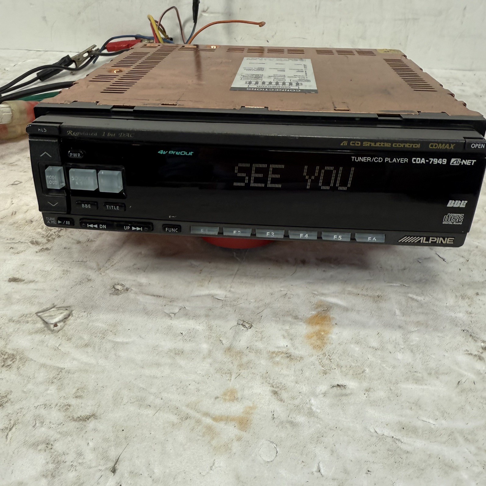 Alpine CDA-7949 Old School Car Stereo CD Player Copper Chasis 4v Preout | TESTED