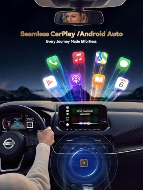 2026 Wireless CarPlay & Android Auto Adapter, 2-in-1 Mini Adapter for iPhone &