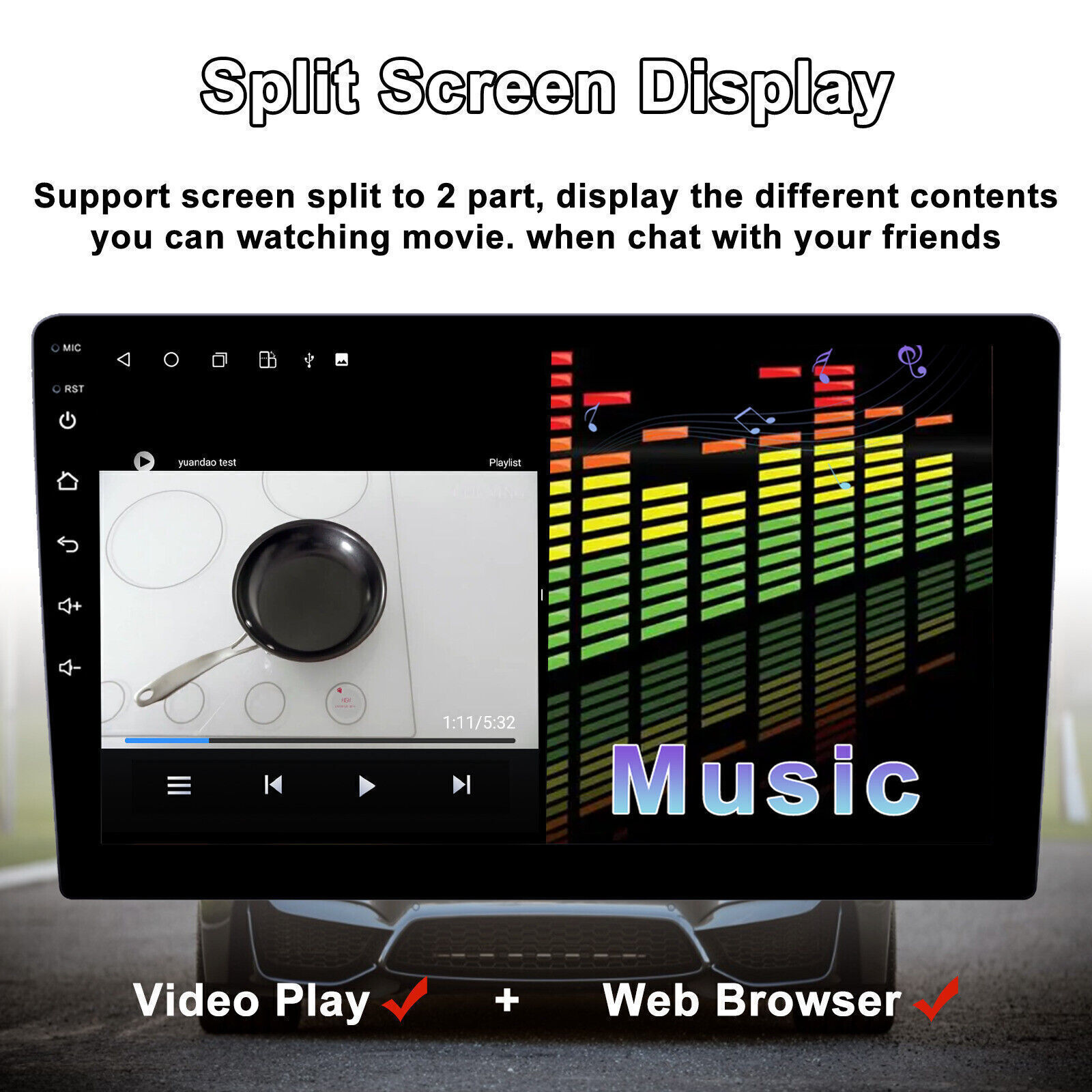 2 DIN Android 13 Head Unit Car Stereo CarPlay/Auto Radio Navi WIFI GPS Bluetooth