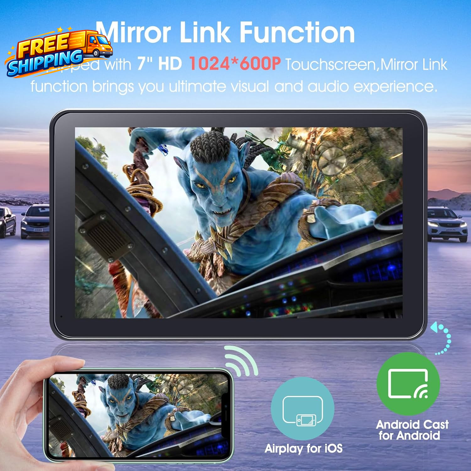 Portable Wireless Carplay Car Stereo 7 HD Touchscreen for Car with Apple Carplay