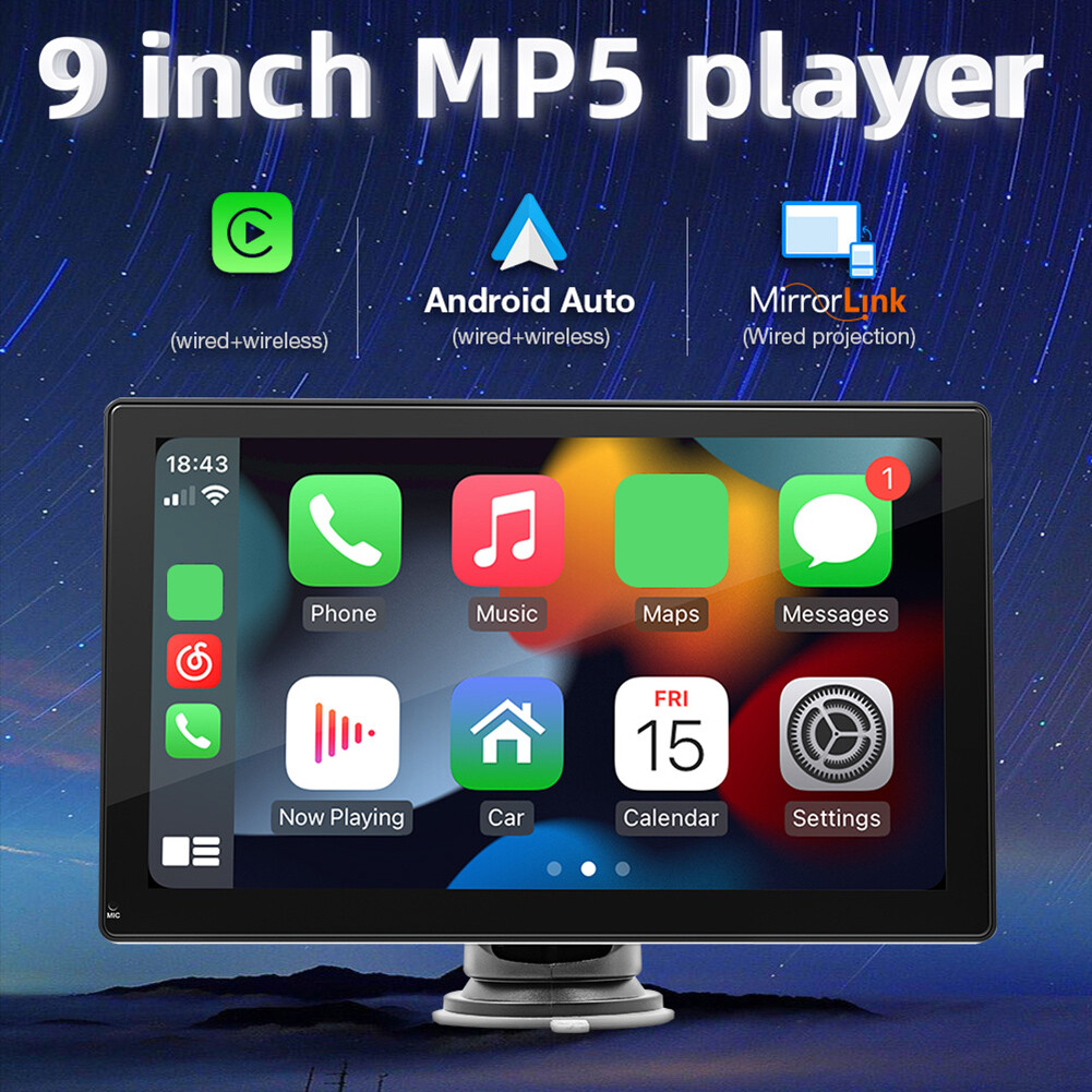 9 Inch Portable Car Stereo Radio Wireless Apple Carplay/Android Auto Head Unit