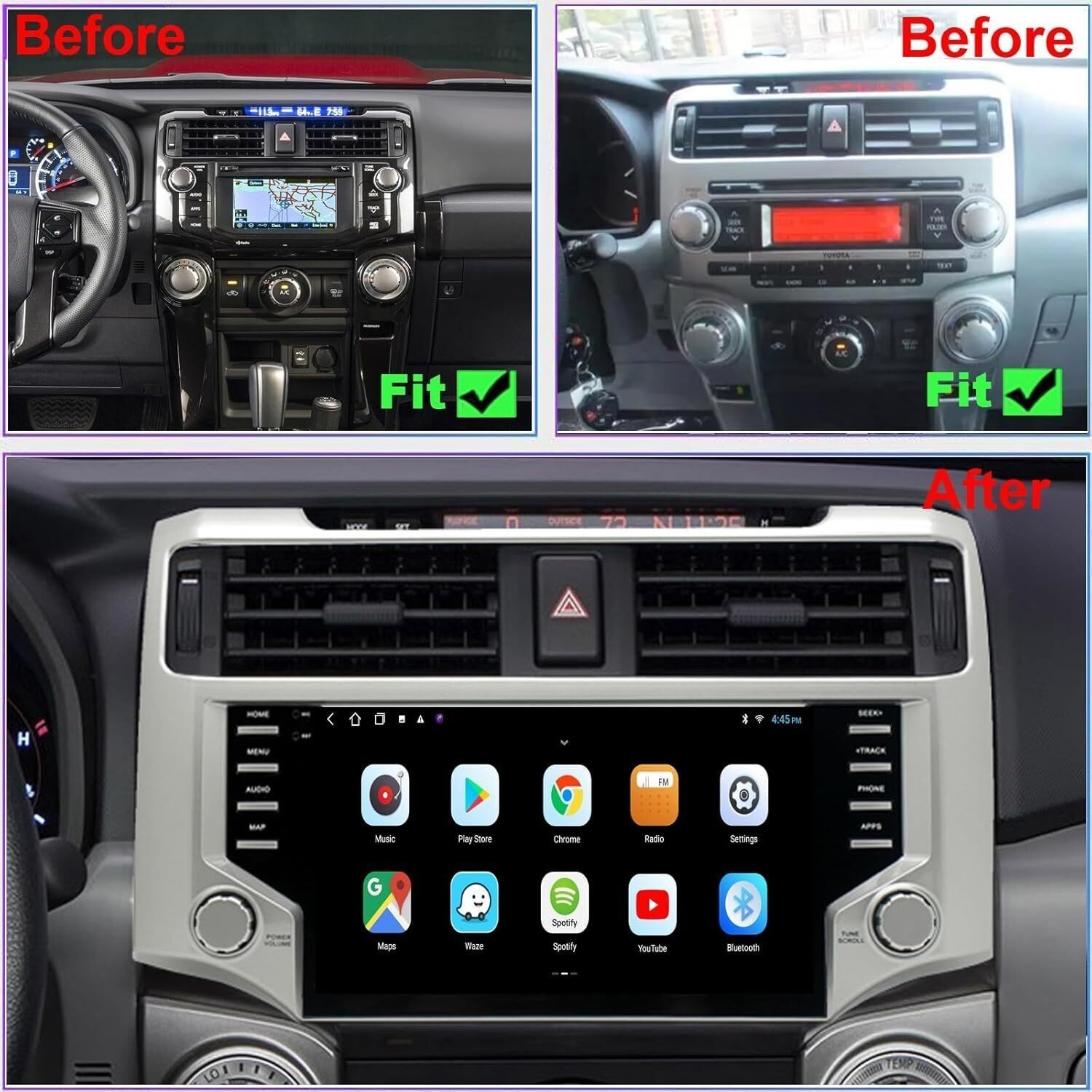 USED For Toyota 4Runner 2010-2021 Android Car Radio Stereo BT Carplay AHD GPS