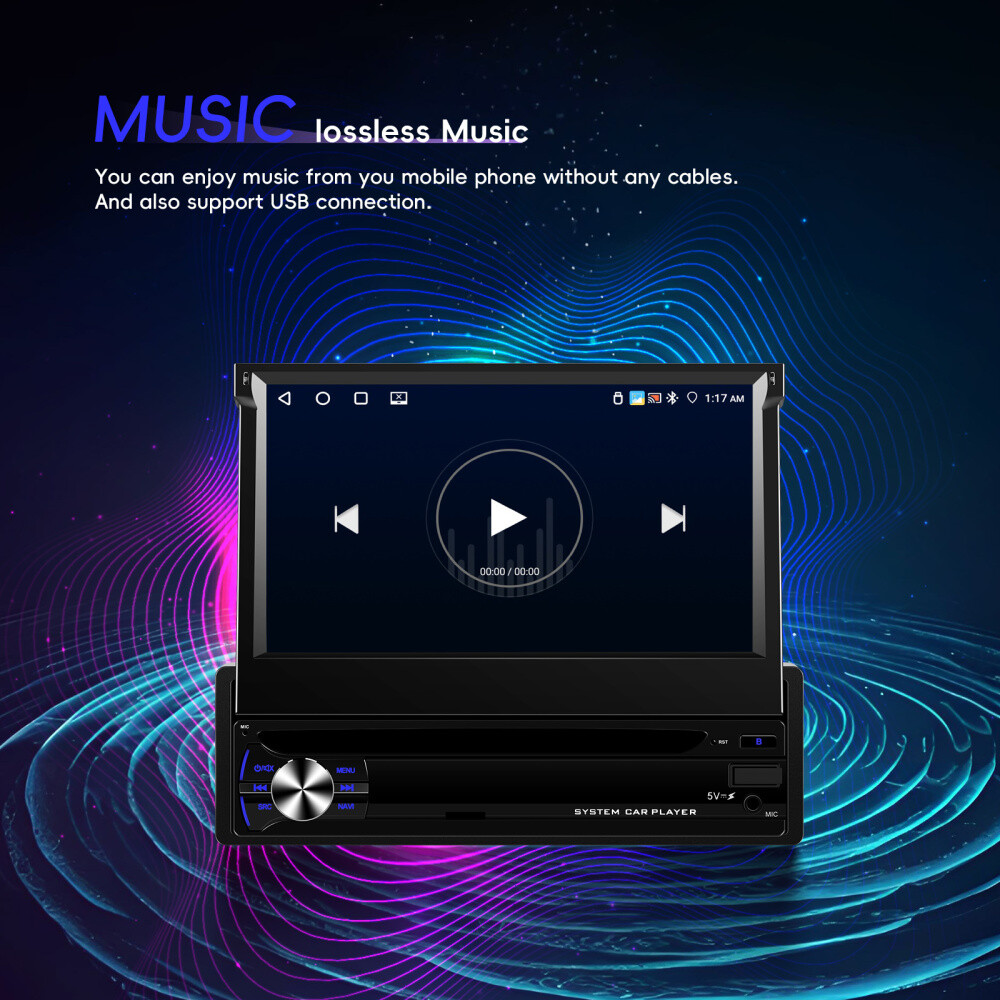 7” 4+64GB Android 15.0 Single 1 Din Car Stereo Radio GPS Navi WIFI FM RDS CAM