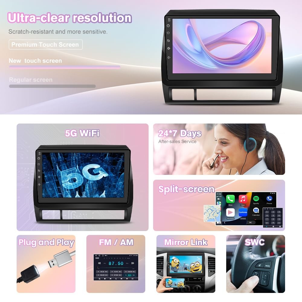 Junsun 5G Wifi Car Radio For Toyota Tacoma 2005-2015Support Jbl Sound