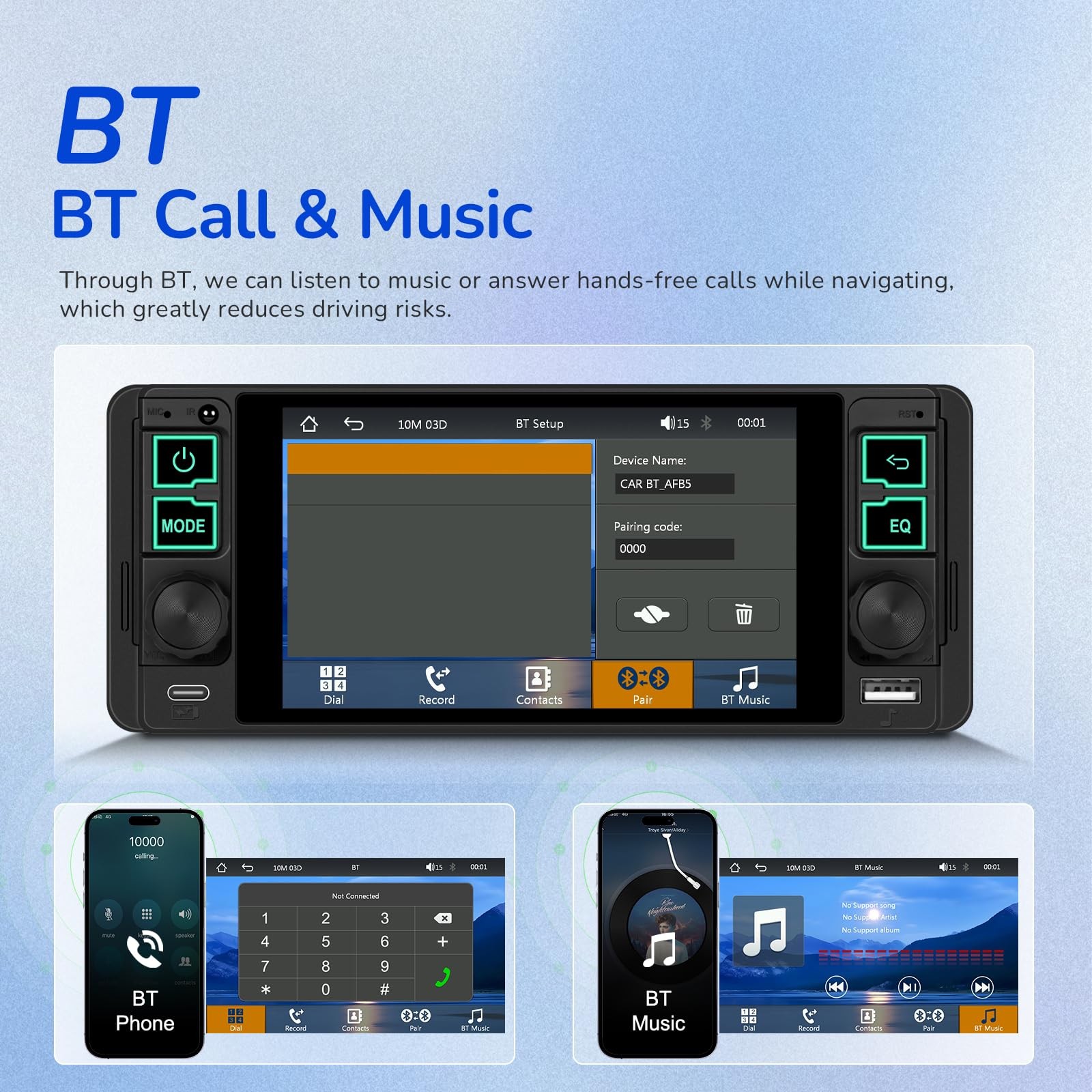Single Din Radio Car Stereo with Wireless and Wired CarPlay & Android Auto…