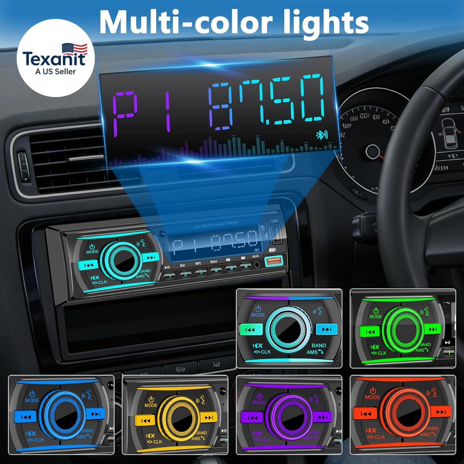 Car Stereo Bluetooth Single Din Radio, Car Audio with Push to Talk Assistant, Ha