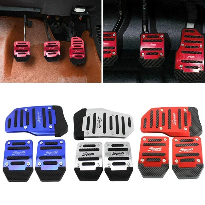 Aluminum Car Pedal Cover Set Automatic Manual Transmission Gas Foot Covers in Re
