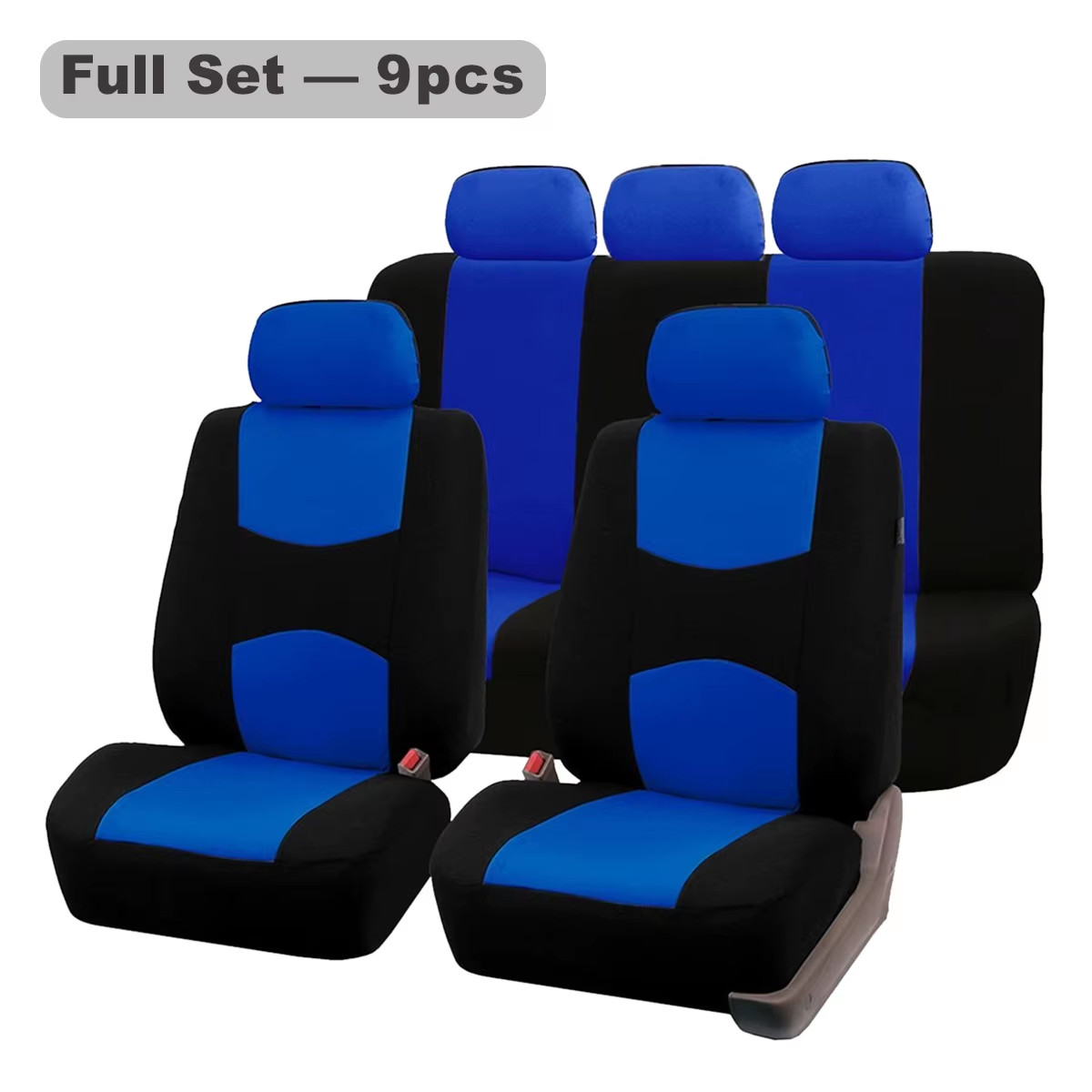 Four Seasons Fashion Universal 9 Pcs Car Seat Cover Polyester Fabric Car Seat Co